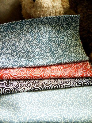 Cotton material, swirl designs, blue, red, black, gray colors, 9" x 43" - image1